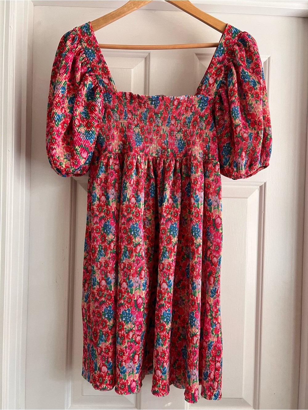 Zara Floral Smocked Mini Dress Puff Sleeve Cottagecore Size Small